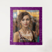 Purple Math Handwritten Script Photo Graduation タペストリー (正面)