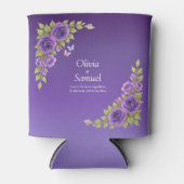 Purple Mauve Flowers & White Wedding 缶クーラー (正面)