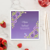 Purple Mauve Flowers & White Wedding Luncheon スタンダードランチョンナプキン (インサイチュ)