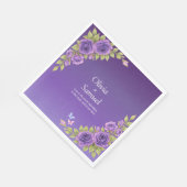 Purple Mauve Flowers & White Wedding Luncheon スタンダードランチョンナプキン (角)