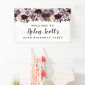 Purple Mauve Pink 80th Birthday Party Welcome 横断幕 (インサイチュ)