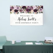 Purple Mauve Pink 80th Birthday Party Welcome 横断幕 (トレードショー)
