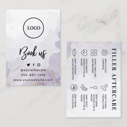 Purple Maveカスタムロゴフィラーアフターケアカード 名刺 (正面/裏面)