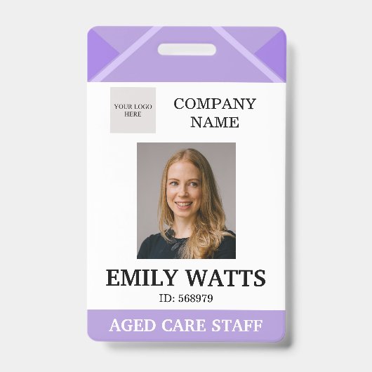 Purple Medical Doctor Aged Care Security Photo ID バッジ (表面)