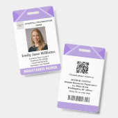 Purple Medical Doctor Nurse Aged Security Photo ID バッジ (正面&裏面)