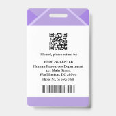 Purple Medical Doctor Nurse Aged Security Photo ID バッジ (裏面)