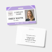 Purple Medical Nurse Aged Care Security Photo ID バッジ (表裏)