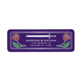 Purple Medieval Fantasy Silver Sword Wedding Label ラベル (正面)