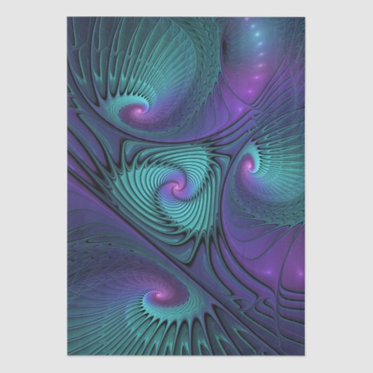 Purple meets Turquoise modern abstract Fractal Art 薄葉紙 (正面)