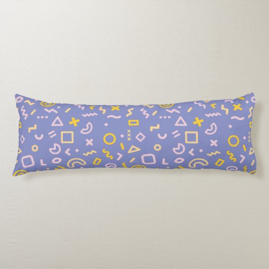 Purple Memphis Pattern Body Pillow ボディピロー (正面)
