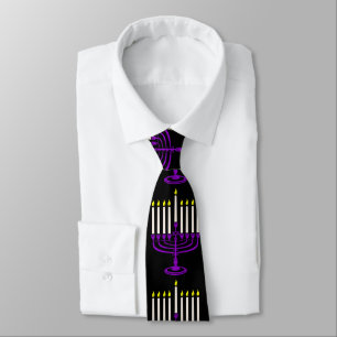 purple menorah hanukkah ネクタイ