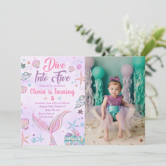 Purple Mermaidが5番目の誕生日に飛び込む 招待状 (スタンド正面)