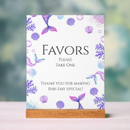 Purple Mermaidをテーマにした誕生日パーティーの特典 アクリルサイン