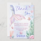 Purple Mermaid 1st Birthday Oneder the Sea サンキューカード (正面)