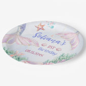 Purple Mermaid 1st Birthday Oneder the Sea ペーパープレート (アングル)