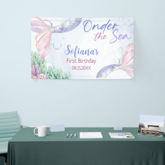 Purple Mermaid 1st Birthday Oneder the Sea 横断幕 (トレードショー)