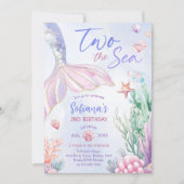 Purple Mermaid 2nd Birthday Two the Sea  招待状 (正面)