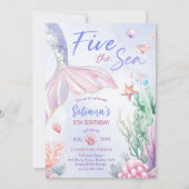 Purple Mermaid 5th Birthday Five the Sea  招待状 (正面)