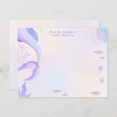 Purple Mermaid Nursery Note Card 招待状 (正面/裏面)