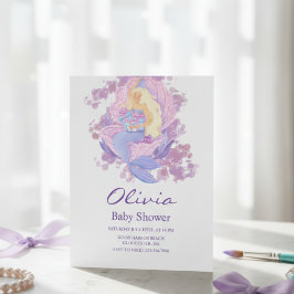 Purple Mermaid Princess Baby Shower Invitation 招待状