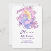 Purple Mermaid Princess Baby Shower Invitation 招待状 (正面)
