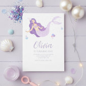 Purple Mermaid Under The Sea Baby Shower  招待状