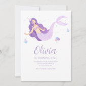 Purple Mermaid Under The Sea Baby Shower  招待状 (正面)