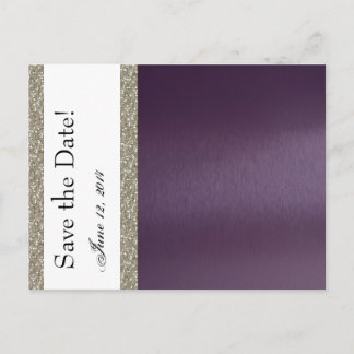 Purple MetallicとSilver Save the Date 案内ポストカード