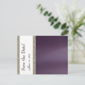 Purple MetallicとSilver Save the Date 案内ポストカード (スタンド正面)