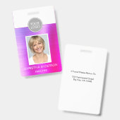 Purple Metallic Employee Nameロゴの写真企業の バッジ (正面＆裏面)