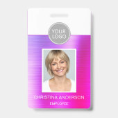 Purple Metallic Employee Nameロゴの写真企業の バッジ (正面)