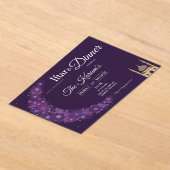 Purple Minimal Mosque Ramadan Iftar Party  アクリル招待状 (レイダウン)