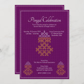 Purple Minimal Tamil Kolam Pongal 招待状 (正面/裏面)