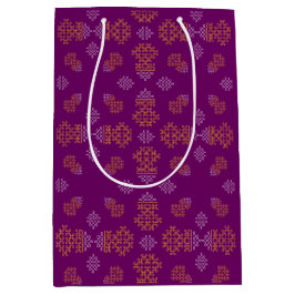 Purple Minimal Tamil Kolam Pongal Design ミディアムペーパーバッグ