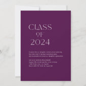 Purple Minimalist Class of 2024 Photo Gradation 案内状 (裏面)