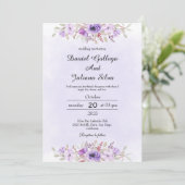 Purple Minimalist Floral Wedding Invitations 招待状 (スタンド正面)