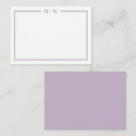 Purple Minimalist Monogram ノートカード