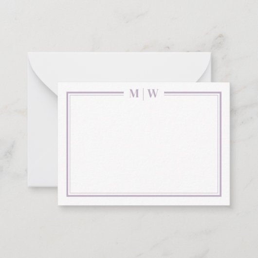 Purple Minimalist Monogram ノートカード (正面)