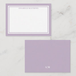 Purple Minimalist Name Monogram ノートカード