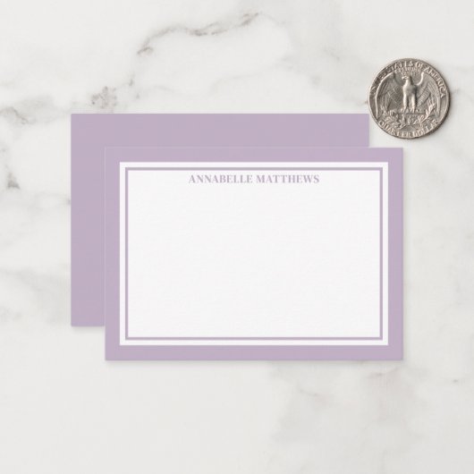 Purple Minimalist Name Monogram ノートカード (正面/裏面インサイチュ)