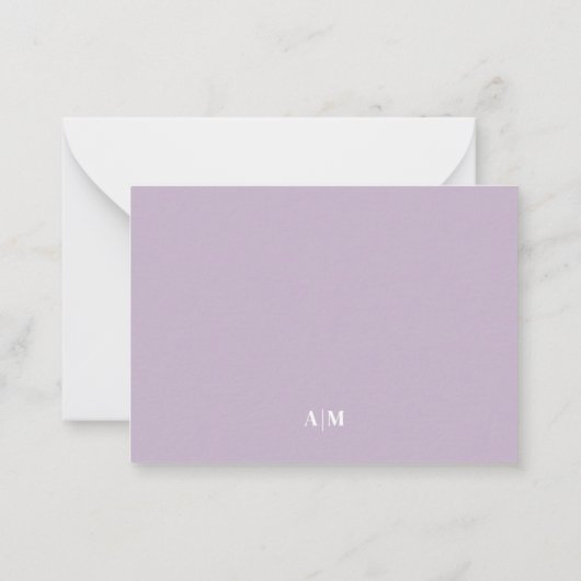 Purple Minimalist Name Monogram ノートカード (裏面)