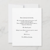 Purple Minimalist Photo Baby Announcement Card (裏面)