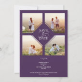 Purple Minimalist Wedding Fancy 4 Photos Collage (正面)