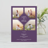 Purple Minimalist Wedding Fancy 4 Photos Collage (スタンド正面)