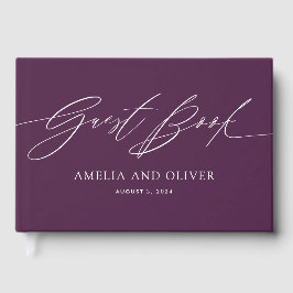 Purple Minimalist Wedding Guest Book ゲストブック