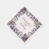 Purple Mint Green Watercolor Floral 75th Birthday スタンダードランチョンナプキン (角)