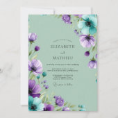 Purple Mint Painterly Spring Wedding 招待状 (正面)