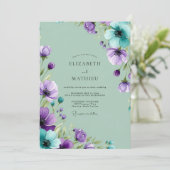 Purple Mint Painterly Spring Wedding 招待状 (スタンド正面)
