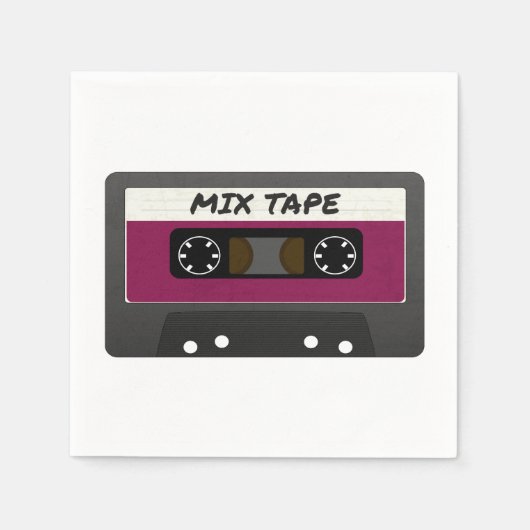 Purple Mix Tape - 80sおよび90sレトロインスパイアギフト スタンダードカクテルナプキン (正面)