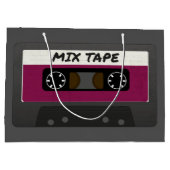 Purple Mix Tape - 80sおよび90sレトロインスパイアギフト ラージペーパーバッグ (裏面)